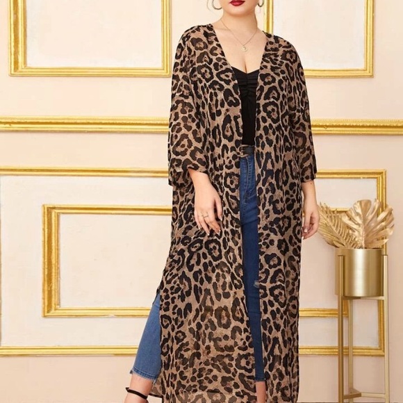 2X SHEIN Chiffon Kimono/Cover Up in Leopard Print🐆 - Picture 6 of 10
